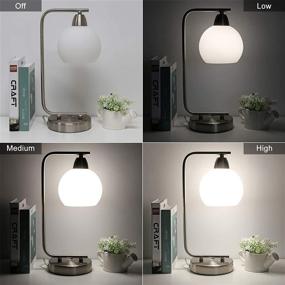 img 3 attached to Modern Silver Table Lamp with AC Outlet, 2 USB Charging Ports, Dimmable Touch Control, Opal Glass Shade - Ideal for Office, Bedroom or Guest Room - Includes LED Bulb