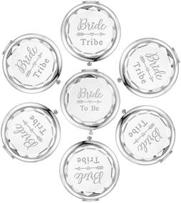 img 4 attached to 💄 Набор из 7 компактных карманных зеркал SFHMTL - идеальные подарки для девичника и предложения дружки невесте (серебряный). В наборе 1 зеркало "Невеста" и 6 зеркал "Команда невесты".