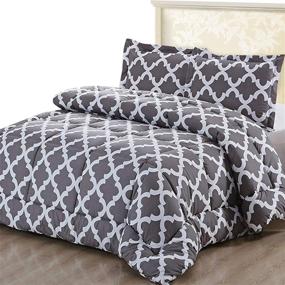 img 4 attached to 🛏️ Queen Size Grey Printed Comforter Set by Utopia Bedding - Includes 2 Pillow Shams - Luxurious Brushed Microfiber - Down Alternative - Soft, Cozy, and Machine Washable