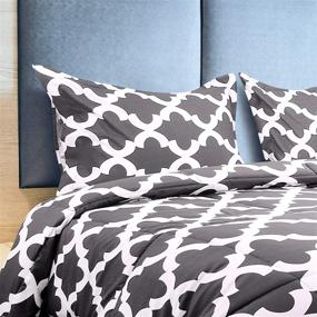 img 2 attached to 🛏️ Queen Size Grey Printed Comforter Set by Utopia Bedding - Includes 2 Pillow Shams - Luxurious Brushed Microfiber - Down Alternative - Soft, Cozy, and Machine Washable