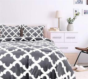 img 3 attached to 🛏️ Queen Size Grey Printed Comforter Set by Utopia Bedding - Includes 2 Pillow Shams - Luxurious Brushed Microfiber - Down Alternative - Soft, Cozy, and Machine Washable