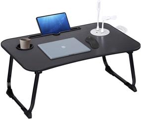 img 4 attached to 💻 Portable Laptop Bed Desk with USB Charge Port, Cup Holder, and Storage Drawer - Ideal for Bed, Couch, and Sofa Working, Reading, Writing, Study - Foldable and Convenient Standing Desk