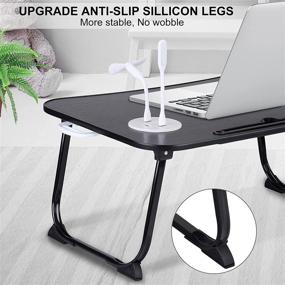 img 2 attached to 💻 Portable Laptop Bed Desk with USB Charge Port, Cup Holder, and Storage Drawer - Ideal for Bed, Couch, and Sofa Working, Reading, Writing, Study - Foldable and Convenient Standing Desk
