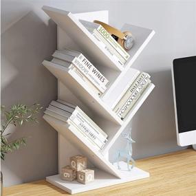 img 2 attached to 📘 HUAWIND Tree Bookshelf: Floor Standing 5-Shelf Wood Bookcase for Living Room, Office, and Home Organization in White