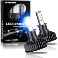 infitary h3 led headlight bulbs conversion kit - fog light all-in-one, 10,000lm, 6500k high/low beam, super bright cool white, plug & play for car motorcycle, led auto halogen lamp logo