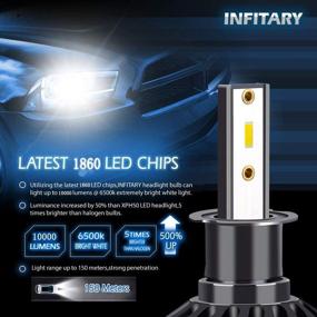 img 3 attached to Infitary H3 LED Headlight Bulbs Conversion Kit - Fog Light All-in-One, 10,000LM, 6500K High/Low Beam, Super Bright Cool White, Plug & Play for Car Motorcycle, LED Auto Halogen Lamp