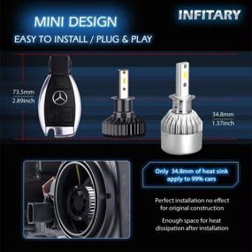 img 2 attached to Infitary H3 LED Headlight Bulbs Conversion Kit - Fog Light All-in-One, 10,000LM, 6500K High/Low Beam, Super Bright Cool White, Plug & Play for Car Motorcycle, LED Auto Halogen Lamp