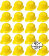 👷 anapoliz 20 pcs. soft plastic yellow kids party hats - construction hard hats for children, engineer dress up hats for building theme parties with favor cap logo