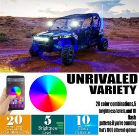 img 2 attached to Omotor 2PC 3FT Bluetooth and Remote Control 360° Spiral LED Whip Lights with Flag [21 Modes] [20 Colors] [Weatherproof] Lighted Antenna Whips - ATV Polaris RZR Four Wheeler Accessories