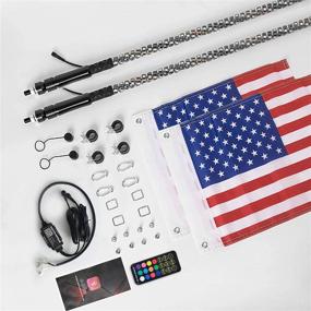 img 3 attached to Omotor 2PC 3FT Bluetooth and Remote Control 360° Spiral LED Whip Lights with Flag [21 Modes] [20 Colors] [Weatherproof] Lighted Antenna Whips - ATV Polaris RZR Four Wheeler Accessories