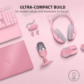 img 1 attached to Razer Seiren Mini USB Streaming Microphone: Precise Supercardioid Pickup Pattern - Professional Recording Quality - Ultra-Compact Build - Heavy-Duty Tilting Stand - Shock Resistant - Quartz Pink