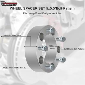 img 2 attached to 🔧 GDSMOTU Проставки для колес 5x5.5 дюймов - толщина 2 дюйма, 5 отверстий, центральное отверстие 108 мм, болты 1/2 дюйма - подходит для моделей 1994-2001 RM 1500, 92-02 E-150 Econoline, 76-86 CJA6 - комплект из 4 штук