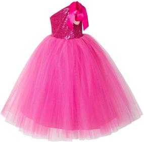 img 1 attached to Elegant Sequin Tutu Flower Girl Dress with One-Shoulder Design for Weddings and Pageants