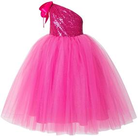 img 2 attached to Elegant Sequin Tutu Flower Girl Dress with One-Shoulder Design for Weddings and Pageants