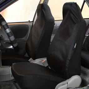 img 3 attached to 🚚 FH Group FB113114 Rugged Oxford Seat Covers (Black) - Full Set with Bonus Gift - Universal Fit for Trucks, SUVs, and Vans