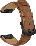 🏼 trumirr genuine cowhide leather watchband for garmin fenix 6/5, instinct, forerunner 945/935 - 22mm quick release sports wristband logo