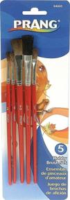 img 1 attached to 🖌️ Prang Hobby Paint Brush Set - Oil, Watercolor, Acrylic, Tempera - Wood Handle with White Bristles - 5 Sizes - 94005 - Brown