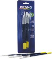 🖌️ prang hobby paint brush set - oil, watercolor, acrylic, tempera - wood handle with white bristles - 5 sizes - 94005 - brown logo