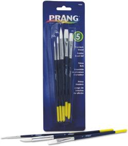 img 3 attached to 🖌️ Prang Hobby Paint Brush Set - Oil, Watercolor, Acrylic, Tempera - Wood Handle with White Bristles - 5 Sizes - 94005 - Brown