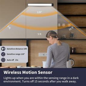 img 3 attached to 🔦 Apollo LED Motion Sensor Under Cabinet Lighting 2 Pack - 67 LEDs Magnet Closet Lights - Wireless Battery Operated 2500mAh Rechargeable Lighting - Magnetic Kitchen Counter Light - Black- HW40