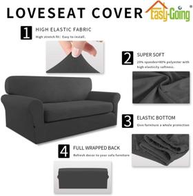 img 1 attached to 🛋️ Microfiber Stretch Sofa Slipcover - Spandex Soft Fitted Couch Cover, Easy-Care Furniture Protector with Elastic Bottom, for Kids and Pets (Loveseat, Dark Gray)