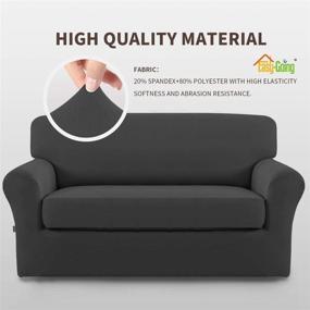 img 2 attached to 🛋️ Microfiber Stretch Sofa Slipcover - Spandex Soft Fitted Couch Cover, Easy-Care Furniture Protector with Elastic Bottom, for Kids and Pets (Loveseat, Dark Gray)