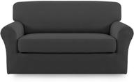 🛋️ microfiber stretch sofa slipcover - spandex soft fitted couch cover, easy-care furniture protector with elastic bottom, for kids and pets (loveseat, dark gray) logo