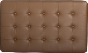 img 2 attached to 🏢 Modern and Chic Studio Designs Home 35" Wide Lintel Tufted Bench/Ottoman: Caramel Brown Bonded Leather and Chrome Metal Elegance