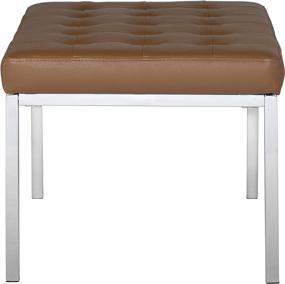 img 1 attached to 🏢 Modern and Chic Studio Designs Home 35" Wide Lintel Tufted Bench/Ottoman: Caramel Brown Bonded Leather and Chrome Metal Elegance