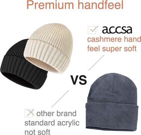 img 2 attached to 🧣 Accsa 2 Pack Winter Beanie Hat for Men Women - Stretchy Rib Knit, Warm & Cozy Fold-up Cuff Slouchy Beanie Hat