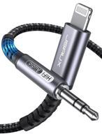 🎧 jsaux lightning to 3.5mm аудиошнур 6ft: кабель apple mfi certified aux для iphone 13/12/11, совместимый с наушниками и автомобильным стерео - серый. логотип