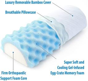 img 3 attached to Зенесс полумесячная подушка-ролик Premium Cooling Gel Memory Foam Knee Pillow для облегчения боли в спине. Бамбуковый чехол и поддержка для ног, спины и коленей.