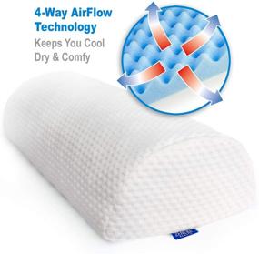 img 2 attached to Зенесс полумесячная подушка-ролик Premium Cooling Gel Memory Foam Knee Pillow для облегчения боли в спине. Бамбуковый чехол и поддержка для ног, спины и коленей.