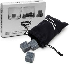 img 1 attached to 🥃 Ahier Whiskey Stones Gift Set for Men - 9pcs Grey Reusable Ice Cubes, Chilling Stone with Velvet Carrying Pouch