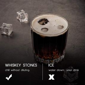 img 3 attached to 🥃 Ahier Whiskey Stones Gift Set for Men - 9pcs Grey Reusable Ice Cubes, Chilling Stone with Velvet Carrying Pouch