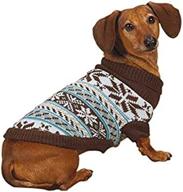 🐶 comfy & stylish: zack & zoey acrylic snow lodge dog sweater, x-small, chocolate логотип