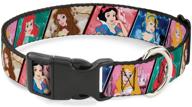 🏰 disney princess poses castle blocks dog collar - adjustable sizes for small, medium, large dogs featuring buckle-down plastic clip logo