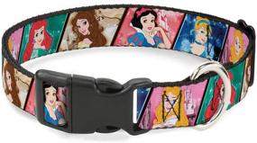 img 3 attached to 🏰 Disney Princess Poses Castle Blocks Dog Collar - Adjustable Sizes for Small, Medium, Large Dogs featuring Buckle-Down Plastic Clip