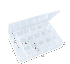 img 3 attached to 🧵 Premium Embroidery Floss Organizer Box with 50 Cardboard Bobbins - Clear S Storage Case with 17 Compartments – Snap-Tight Bead Holder, 10.25” x 7” x 1.75” | Made in USA