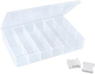 🧵 premium embroidery floss organizer box with 50 cardboard bobbins - clear s storage case with 17 compartments – snap-tight bead holder, 10.25” x 7” x 1.75” | made in usa logo