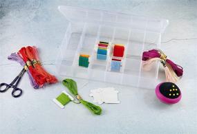 img 1 attached to 🧵 Premium Embroidery Floss Organizer Box with 50 Cardboard Bobbins - Clear S Storage Case with 17 Compartments – Snap-Tight Bead Holder, 10.25” x 7” x 1.75” | Made in USA