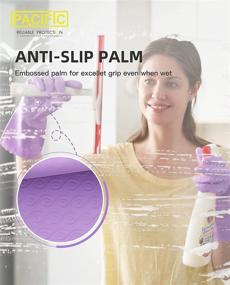 img 2 attached to 🧤 PACIFIC PPE 2 Pairs of Purple Medium Reusable Dishwashing Gloves: Latex-Free & Cotton-Lined Kitchen Cleaning Gloves