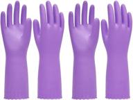 🧤 pacific ppe 2 pairs of purple medium reusable dishwashing gloves: latex-free & cotton-lined kitchen cleaning gloves logo