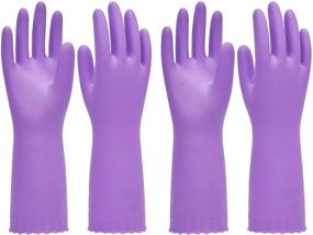 img 4 attached to 🧤 PACIFIC PPE 2 Pairs of Purple Medium Reusable Dishwashing Gloves: Latex-Free & Cotton-Lined Kitchen Cleaning Gloves