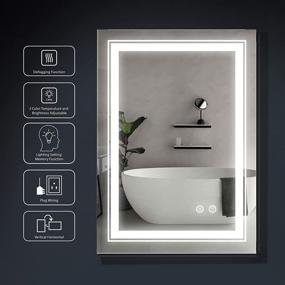 img 3 attached to 🪞 FRALIMK 20"x 28" Dimmable LED Vanity Mirror with High Lumen Anti-Fog - Wall Mounted Bathroom Makeup Mirror