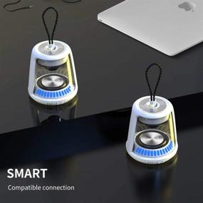 img 1 attached to 2-Pack Белые мини-наружные беспроводные колонки Bluetooth, JUSTNEED портативные беспроводные колонки с 10 Вт истинного беспроводного стерео-звука, защищенные от влаги IPX5 для путешествий, кемпинга, походов, пляжных вечеринок.