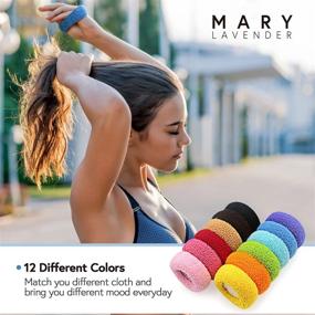 img 3 attached to 🌸 Lavender Large Stretch Hair Ties for Thick Hair - Terry Cloth Hair Elastics Bands 5cm Width, Ponytail Holders Scrunchies for Women Girls - Nonslip, 12-Pack (Color 1)
