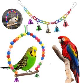 img 3 attached to 🐦 High-Quality 12-Pack Bird Parrot Swing Chewing Toys - Hanging Bell Birds Cage Toys Ideal for Small Parakeets, Cockatiel, Conures, Finches, Budgie, Macaws, Parrots, and Love Birds