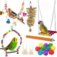 🐦 high-quality 12-pack bird parrot swing chewing toys - hanging bell birds cage toys ideal for small parakeets, cockatiel, conures, finches, budgie, macaws, parrots, and love birds logo