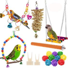 img 4 attached to 🐦 High-Quality 12-Pack Bird Parrot Swing Chewing Toys - Hanging Bell Birds Cage Toys Ideal for Small Parakeets, Cockatiel, Conures, Finches, Budgie, Macaws, Parrots, and Love Birds